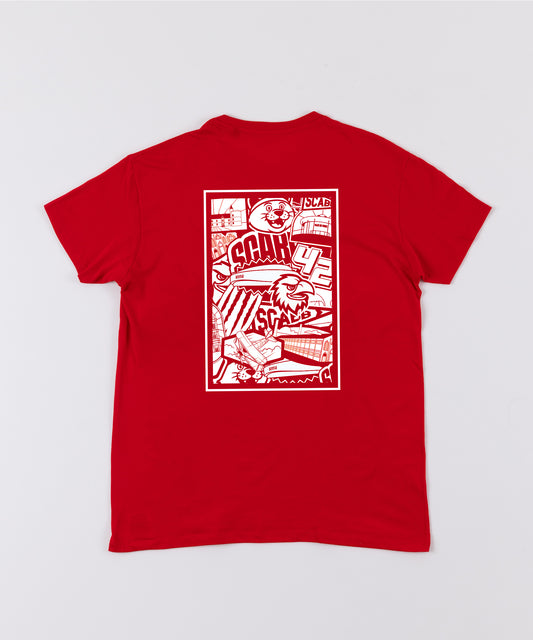 T-SHIRT ROUGE MOTIF
